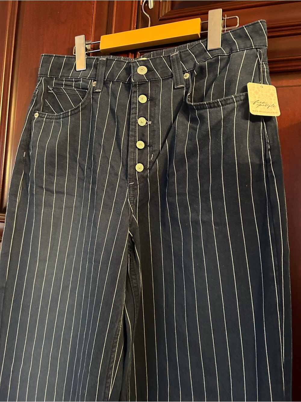 FREE PEOPLE x We The Free Nia Striped Boyfriend Jeans size 28 - Picture 6 of 9